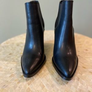 B.P. black leather & textile upper ankle boots
